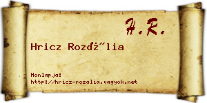 Hricz Rozália névjegykártya